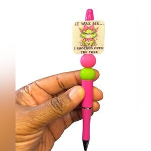Cute Cat Themed Pen with Pink and Green Accents